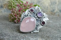 Faelivrin – srebrny pierścień z kwarcem różowym