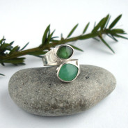 Ruban – srebrny pierścionek z chryzoprazem i zielonym turmalinem