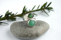 Ruban – srebrny pierścionek z chryzoprazem i zielonym turmalinem
